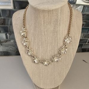 Vintage Coro silver and gold tone metal leaf design choker necklace